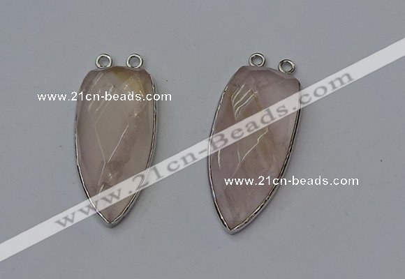 NGC5140 16*35mm - 18*40mm arrowhead rose quartz connectors