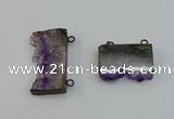 NGC5182 20*35mm - 22*40mm freeform druzy amethyst connectors