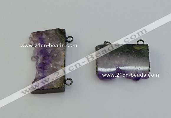 NGC5182 20*35mm - 22*40mm freeform druzy amethyst connectors