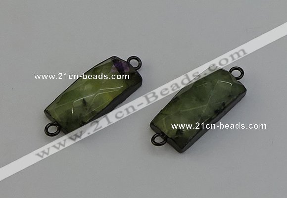 NGC5192 12*30mm - 15*30mm rectangle green rutilated quartz connectors