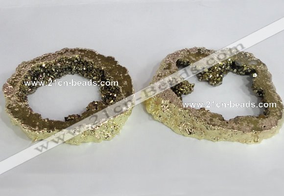 NGC521 45*50mm - 55*65mm freeform plated druzy agate connectors