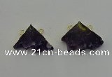 NGC5221 22*30mm - 25*35mm freeform druzy amethyst connectors