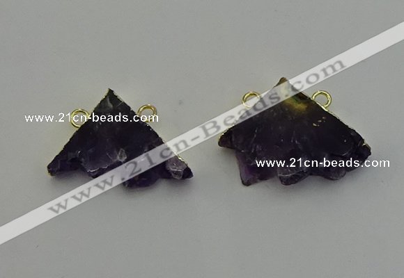 NGC5221 22*30mm - 25*35mm freeform druzy amethyst connectors