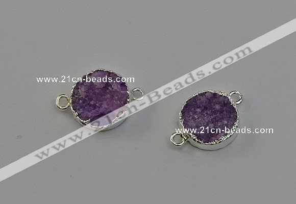 NGC5240 15mm - 16mm coin druzy agate connectors wholesale