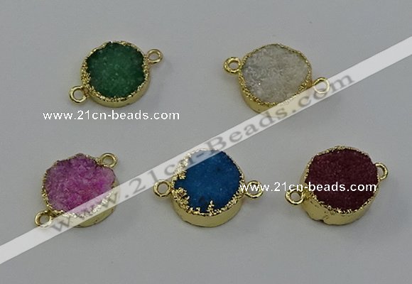 NGC5256 15mm - 16mm coin druzy agate connectors wholesale