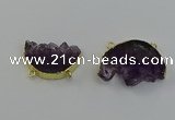 NGC5264 25*35mm - 30*40mm freeform druzy amethyst connectors