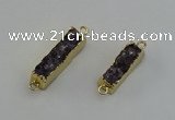 NGC5265 8*25mm - 10*32mm rectangle druzy amethyst connectors