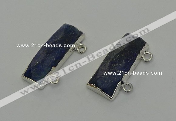 NGC5308 12*30mm - 15*35mm faceted rectangle lapis lazuli connectors