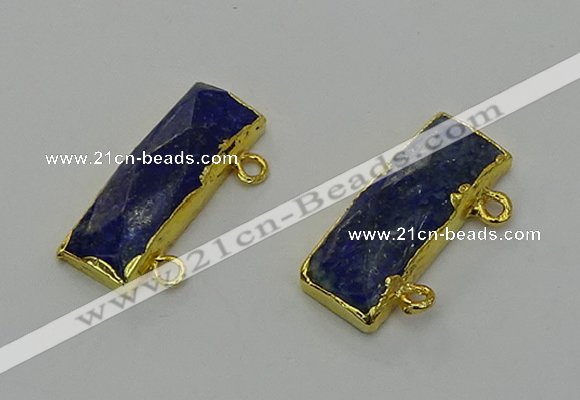 NGC5309 12*30mm - 15*35mm faceted rectangle lapis lazuli connectors