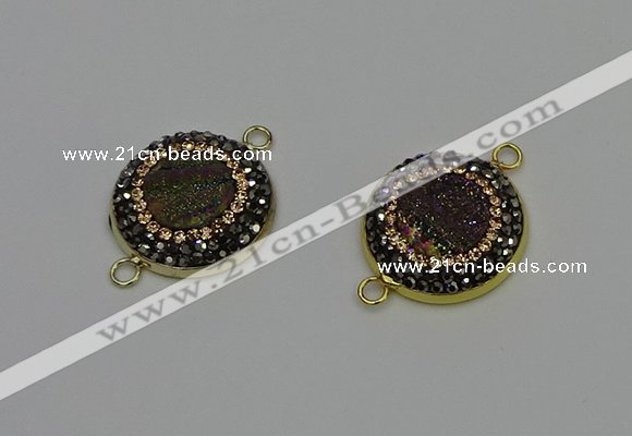 NGC5315 20mm - 22mm coin plated druzy agate connectors