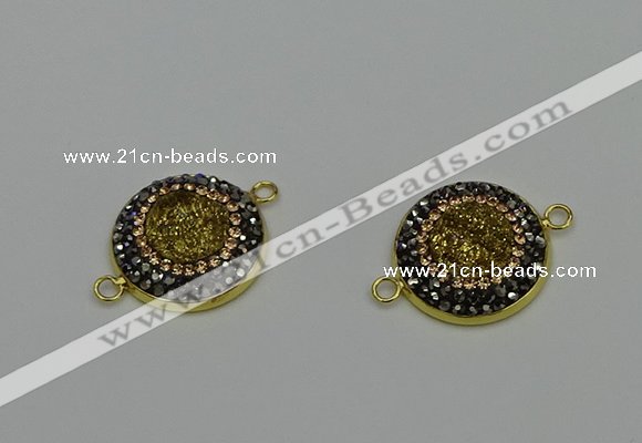 NGC5316 20mm - 22mm coin plated druzy agate connectors