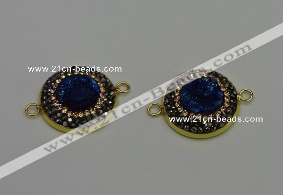 NGC5318 20mm - 22mm coin plated druzy agate connectors