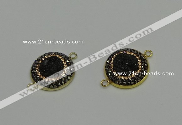 NGC5319 20mm - 22mm coin plated druzy agate connectors