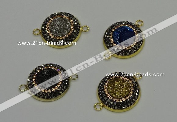 NGC5321 20mm - 22mm coin plated druzy agate connectors