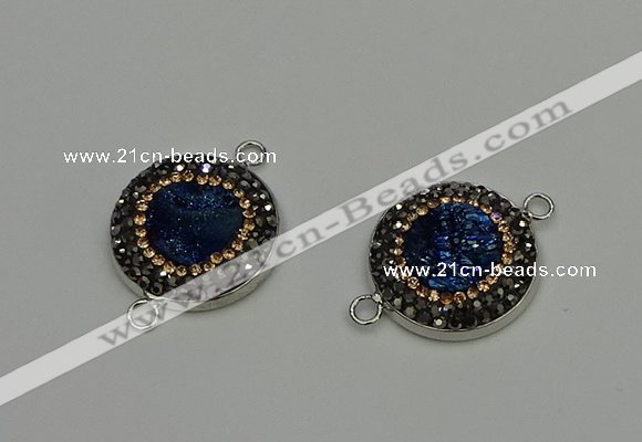 NGC5327 20mm - 22mm coin plated druzy agate connectors