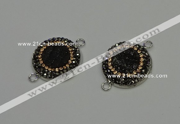 NGC5328 20mm - 22mm coin plated druzy agate connectors