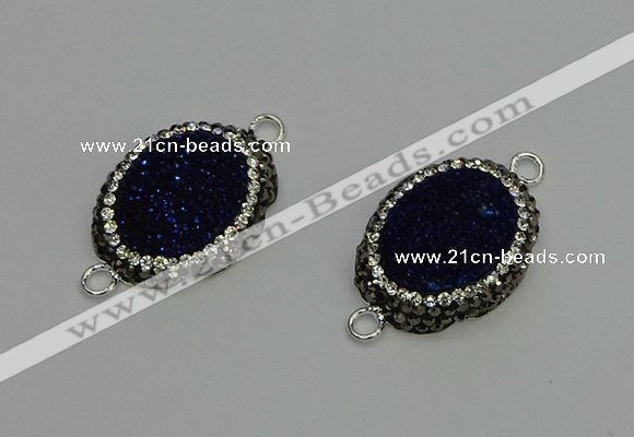 NGC5336 22*28mm oval plated druzy agate connectors wholesale