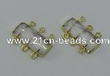 NGC5350 12*30mm - 15*30mm faceted rectangle white crystal connectors