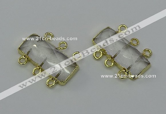 NGC5350 12*30mm - 15*30mm faceted rectangle white crystal connectors