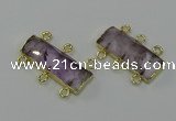 NGC5352 12*30mm - 15*30mm faceted rectangle light amethyst connectors