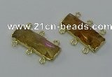 NGC5354 12*30mm - 15*30mm faceted rectangle citrine connectors