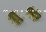 NGC5355 12*30mm - 15*30mm faceted rectangle lemon quartz connectors