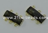 NGC5370 12*30mm - 15*30mm faceted rectangle labradorite connectors