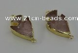 NGC5376 20*35mm - 25*40mm arrowhead rose quartz connectors