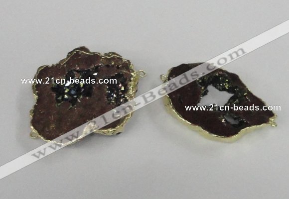 NGC538 25*35mm - 35*45mm plated druzy agate gemstone connectors