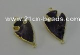 NGC5384 20*35mm - 25*40mm arrowhead amethyst gemstone connectors