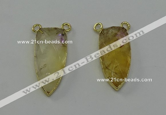 NGC5402 16*35mm - 18*40mm arrowhead citrine gemstone connectors