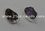 NGC5455 20*25mm - 20*30mm freeform druzy amethyst connectors