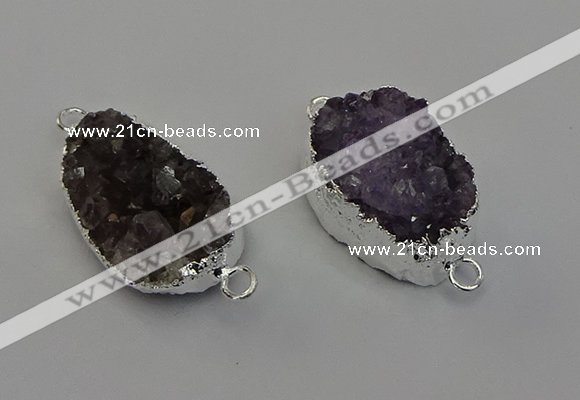 NGC5455 20*25mm - 20*30mm freeform druzy amethyst connectors