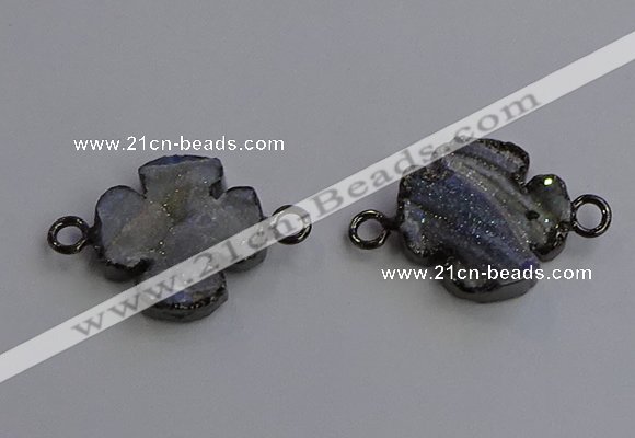 NGC5462 20mm - 22mm flower druzy agate connectors wholesale