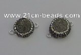 NGC5464 14mm - 15mm flower plated druzy agate connectors wholesale