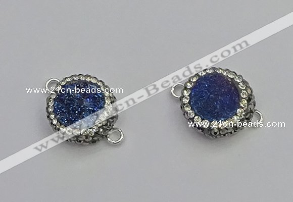 NGC5465 14mm - 15mm flower plated druzy agate connectors wholesale