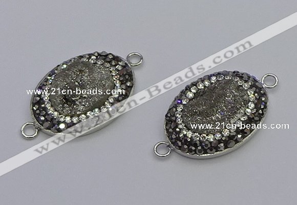 NGC5470 18*25mm oval plated druzy agate gemstone connectors