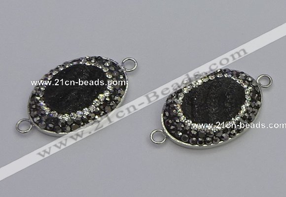 NGC5471 18*25mm oval plated druzy agate gemstone connectors