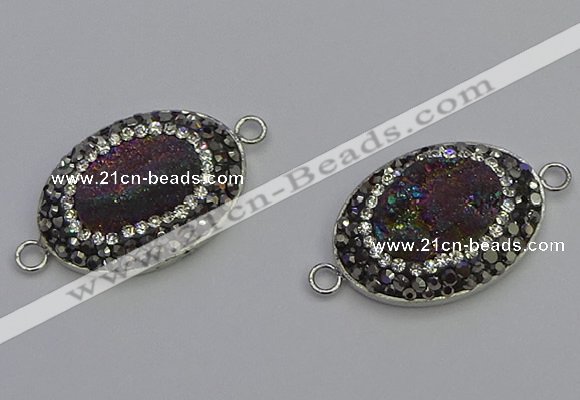 NGC5473 18*25mm oval plated druzy agate gemstone connectors