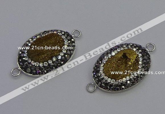 NGC5475 18*25mm oval plated druzy agate gemstone connectors