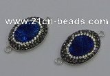 NGC5476 18*25mm oval plated druzy agate gemstone connectors