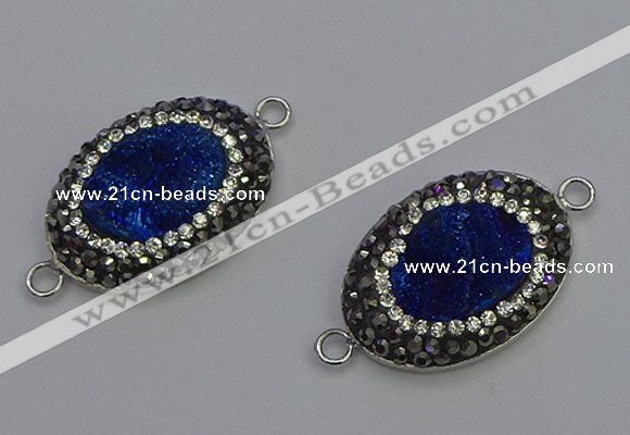 NGC5476 18*25mm oval plated druzy agate gemstone connectors