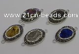 NGC5478 18*25mm oval plated druzy agate gemstone connectors