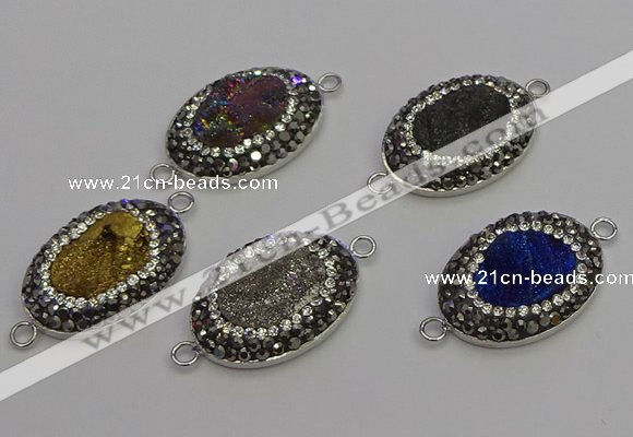 NGC5478 18*25mm oval plated druzy agate gemstone connectors