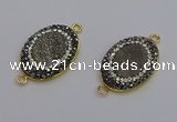 NGC5480 18*25mm oval plated druzy agate gemstone connectors