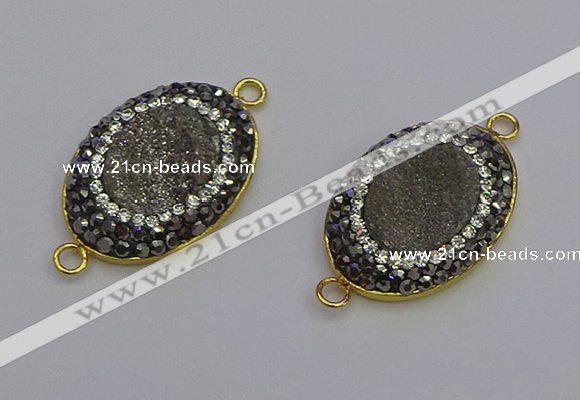 NGC5480 18*25mm oval plated druzy agate gemstone connectors