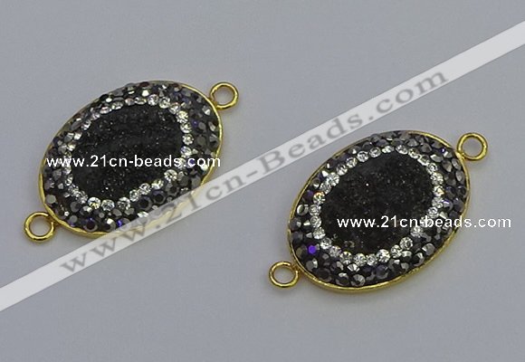 NGC5481 18*25mm oval plated druzy agate gemstone connectors