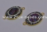 NGC5483 18*25mm oval plated druzy agate gemstone connectors