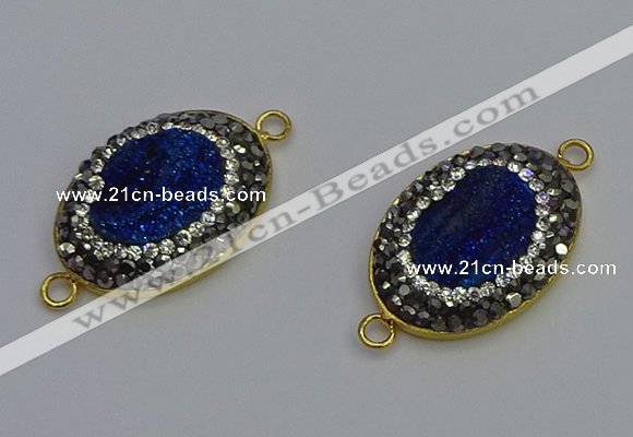 NGC5485 18*25mm oval plated druzy agate gemstone connectors