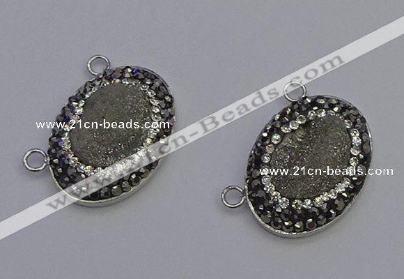 NGC5490 18*25mm oval plated druzy agate gemstone connectors